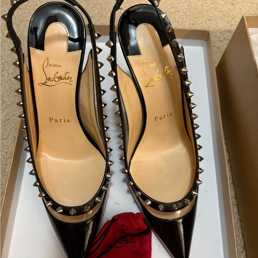 Christian Louboutin Black and silver Studded Heels
